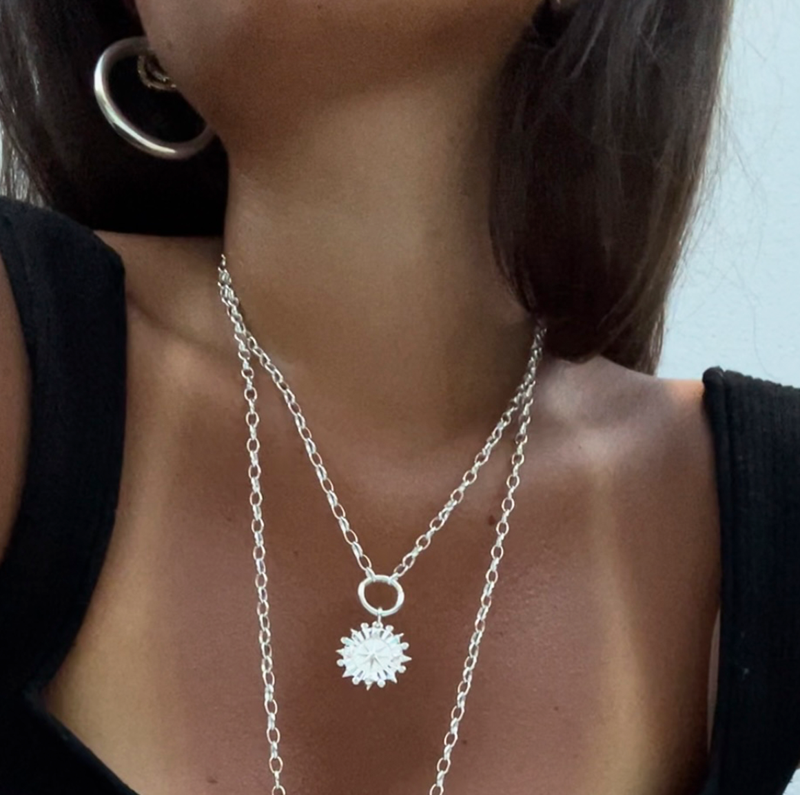 Short Silver Santo Necklace