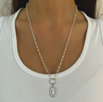 Short Silver Santo Necklace